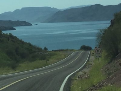 Stretch of highway with ocean view ahead