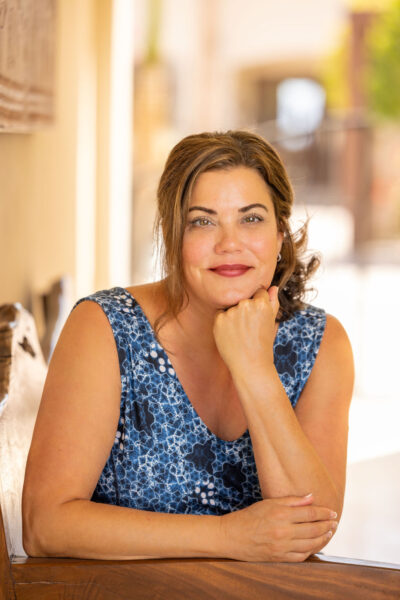 Gretchen Bell Blue Dress Gretchen Bell, Licensed Real Estate Agent, Loreto, BCS Mexico, Casa Bell, Loreto Destination