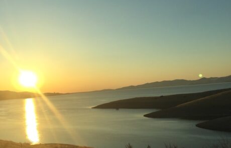 Sunrise over ocean water